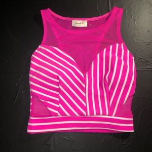 Hot pink striped crop top